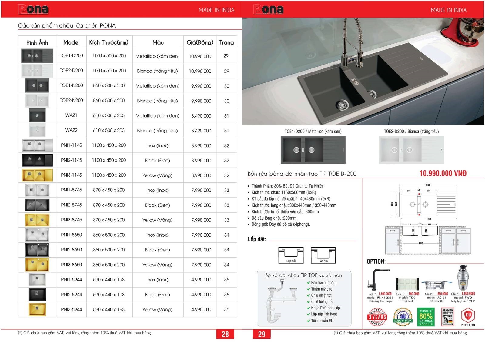 Bồn rửa chén CARYSIL Catalogue và Bảng giá mới nhất /Page 15